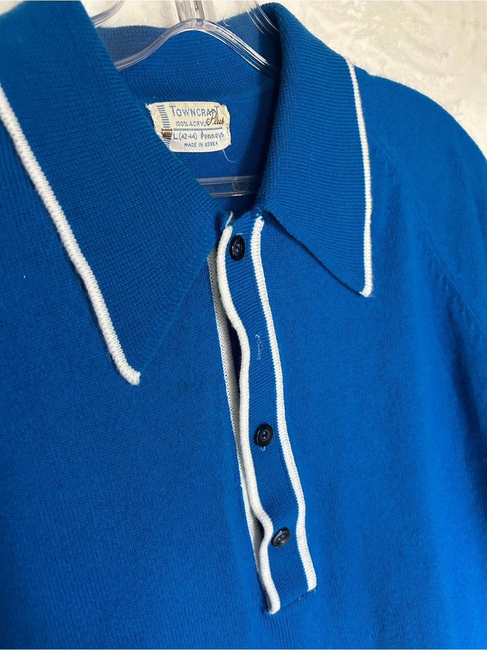 Vintage Towncraft Royal Blue Polo with White Trim